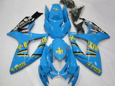 Beste Suzuki GSXR 600 / GSXR 750 Motorrad Verkleidung 2006-2007 - Hellblau Schwarz Gelb Rizla
