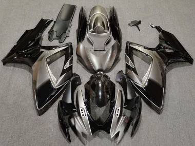 Beste Suzuki GSXR 600 / GSXR 750 Motorrad Verkleidung 2006-2007 - Dunkel Silber Glanzendes Schwarz