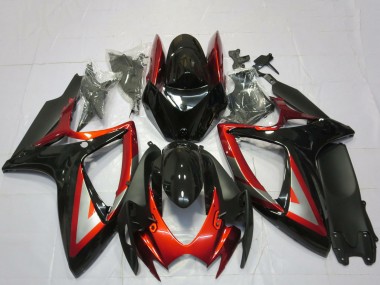 Beste Suzuki GSXR 600 / GSXR 750 Motorrad Verkleidung 2006-2007 - Glanzendes Schwarz Rot Silber
