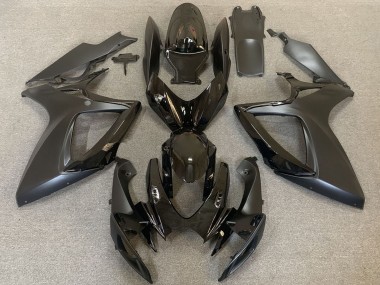 Beste Suzuki GSXR 600 / GSXR 750 Motorrad Verkleidung 2006-2007 - Glanzendes Schwarz Matt Schwarz