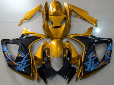 Beste Suzuki GSXR 600 / GSXR 750 Motorrad Verkleidung 2006-2007 - Gold Schwarz Blau