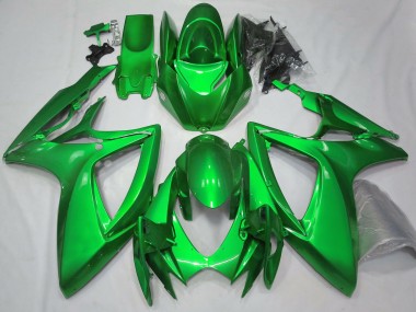 Beste Suzuki GSXR 600 / GSXR 750 Motorrad Verkleidung 2006-2007 - Glanzendes Grun Schlichtes