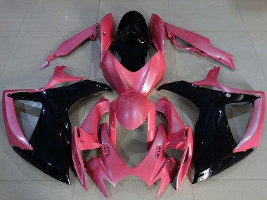 Beste Suzuki GSXR 600 / GSXR 750 Motorrad Verkleidung 2006-2007 - Rosa Glanzendes Schwarz