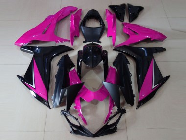 Beste Suzuki GSXR 600 / GSXR 750 Motorrad Verkleidung 2011-2024 - Rosa Glanzendes Schwarz Matt Schwarz