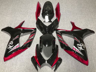 Beste Suzuki GSXR 600 / GSXR 750 Motorrad Verkleidung 2006-2007 - Rot Glanzendes Schwarz