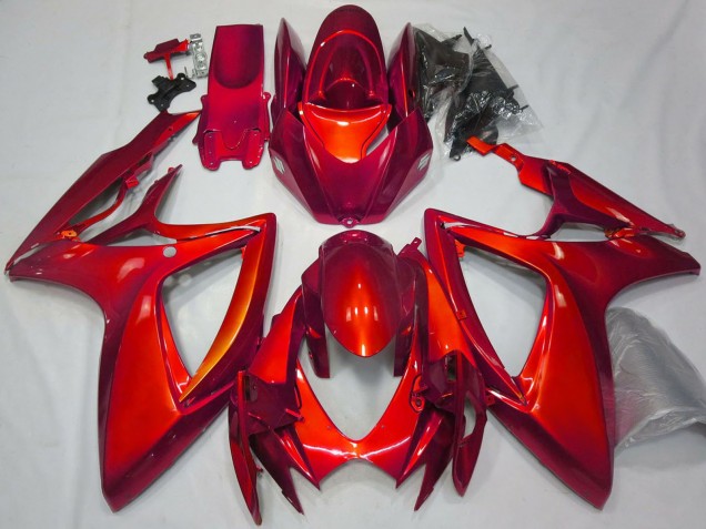 Beste Suzuki GSXR 600 / GSXR 750 Motorrad Verkleidung 2006-2007 - Glanzendes Rot Schlichtes