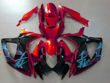 Beste Suzuki GSXR 600 / GSXR 750 Motorrad Verkleidung 2006-2007 - Rot Schwarz Hellblau