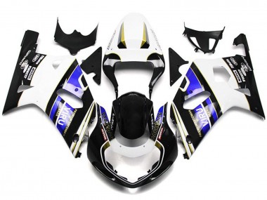 Beste Suzuki GSXR 600 / GSXR 750 Motorrad Verkleidung 2001-2003 - Weiss Blau Glanzendes Schwarz Viru Stil