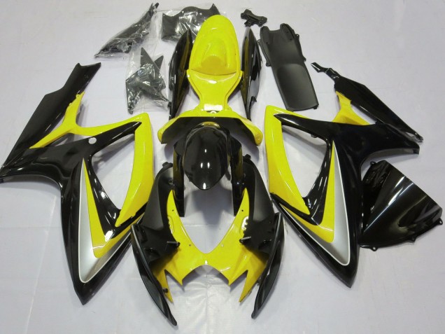 Beste Suzuki GSXR 600 / GSXR 750 Motorrad Verkleidung 2006-2007 - Gelb Glanzendes Schwarz