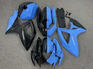 Beste Suzuki GSXR 600 / GSXR 750 Motorrad Verkleidung 2006-2007 - Glanzendes Schwarz Blau Geteiltes