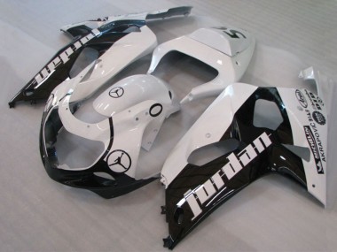 Beste Suzuki GSXR 600 / GSXR 750 Motorrad Verkleidung 2001-2003 - Weiss Glanzendes Schwarz Jordan Michelin