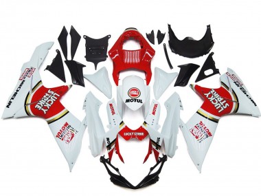 Beste Suzuki GSXR 600 / GSXR 750 Motorrad Verkleidung 2011-2024 - Weiss Rot Motul Lucky Strike