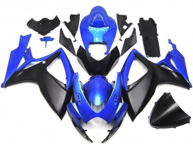 Beste Suzuki GSXR 600 / GSXR 750 Motorrad Verkleidung 2006-2007 - Blau Matt Schwarz Massgeschneidert OEM Stil