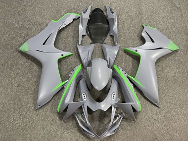 Beste Suzuki GSXR 600 / GSXR 750 Motorrad Verkleidung 2011-2024 - Matt Nardo Grau Grun Accents