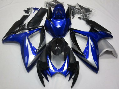 Beste Suzuki GSXR 600 / GSXR 750 Motorrad Verkleidung 2006-2007 - Blau Silber Glanzendes Schwarz OEM Stil