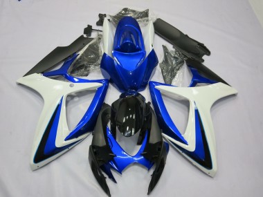 Beste Suzuki GSXR 600 / GSXR 750 Motorrad Verkleidung 2006-2007 - Weiss Blau Glanzendes Schwarz OEM Stil