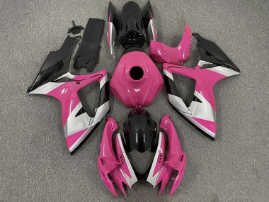 Beste Suzuki GSXR 600 / GSXR 750 Motorrad Verkleidung 2006-2007 - Rosa Silber Glanzendes Schwarz