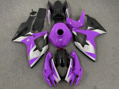 Beste Suzuki GSXR 600 / GSXR 750 Motorrad Verkleidung 2006-2007 - Lila Silber Glanzendes Schwarz