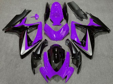 Beste Suzuki GSXR 600 / GSXR 750 Motorrad Verkleidung 2006-2007 - Lila Silber Glanzendes Schwarz OEM Stil