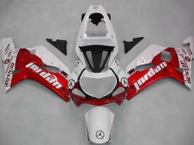 Beste Suzuki GSXR 600 / GSXR 750 Motorrad Verkleidung 2001-2003 - Weiss Rot Jordan Dunlop