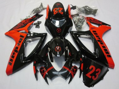 Beste Suzuki GSXR 600 / GSXR 750 Motorrad Verkleidung 2006-2007 - Rot Glanzendes Schwarz Jordan 23