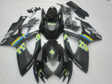 Beste Suzuki GSXR 600 / GSXR 750 Motorrad Verkleidung 2006-2007 - Matt Schwarz Blau Gelb Rizla