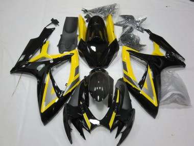 Beste Suzuki GSXR 600 / GSXR 750 Motorrad Verkleidung 2006-2007 - Gelb Silber Glanzendes Schwarz