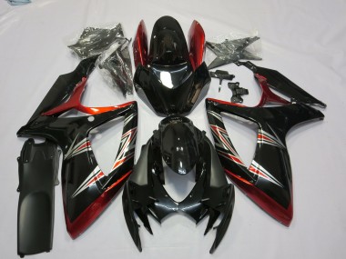 Beste Suzuki GSXR 600 / GSXR 750 Motorrad Verkleidung 2006-2007 - Rot Glanzendes Schwarz