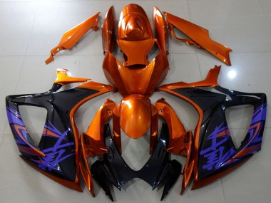Beste Suzuki GSXR 600 / GSXR 750 Motorrad Verkleidung 2006-2007 - Orange Glanzendes Schwarz Blau