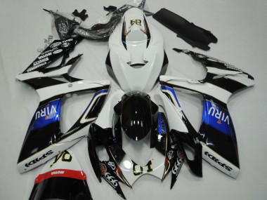 Beste Suzuki GSXR 600 / GSXR 750 Motorrad Verkleidung 2006-2007 - Weiss Blau Glanzendes Schwarz Viru