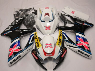 Beste Suzuki GSXR 600 / GSXR 750 Motorrad Verkleidung 2006-2007 - Weiss Rot Blau Gelb Dunkel Dog X 76 BRUX