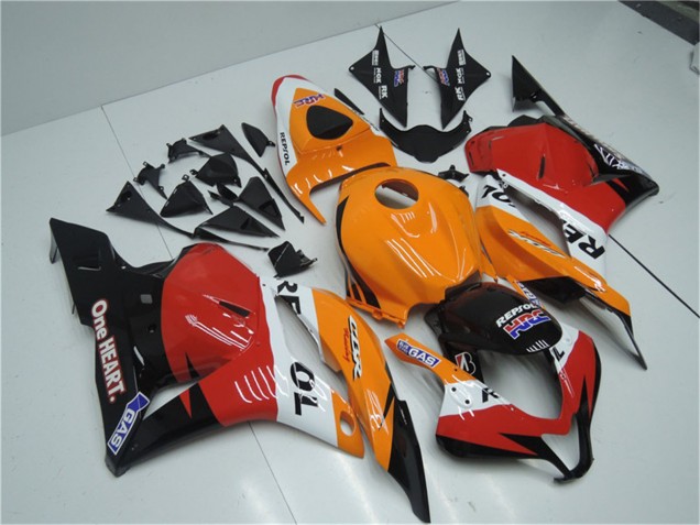 Beste Honda CBR600RR Komplette Abs Verkleidung Kit 2009-2012 - Orange Weiss Rot Glanzendes Schwarz Repsol