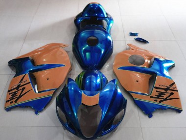 Beste Suzuki GSXR 1300 Motorrad Verkleidung 1996-2007 - Glanzendes Blau und Wustenbraun