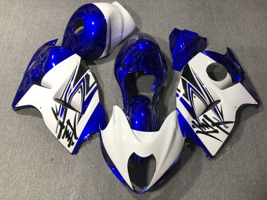 Beste Suzuki GSXR 1300 Motorrad Verkleidung 1996-2007 - Glanzendes Weiss Dunkel Blau