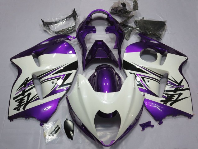 Beste Suzuki GSXR 1300 Motorrad Verkleidung 1996-2007 - Glanzendes Weiss Lila