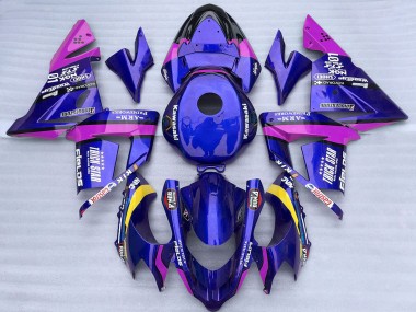 Beste Kawasaki ZX10R Motorrad Verkleidung 2004-2005 - Blau und Rosa Trick Star