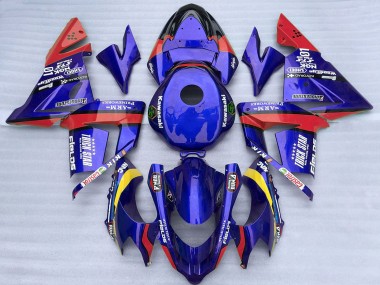 Beste Kawasaki ZX10R Motorrad Verkleidung 2004-2005 - Blau und Rot Trick Star