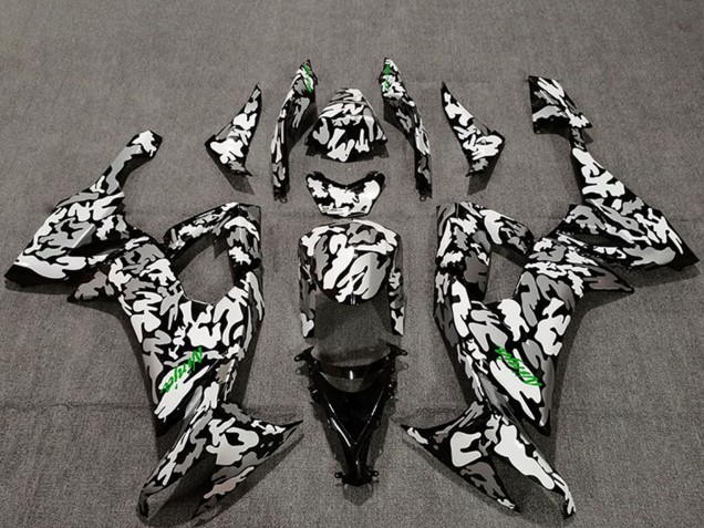Beste Kawasaki ZX10R Motorrad Verkleidung 2008-2010 - Camouflage Grun Aufkleber