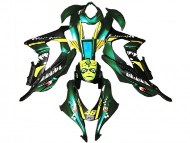 Beste Kawasaki ZX10R Motorrad Verkleidung 2016-2020 - Wald Grun Gelb Hai 46