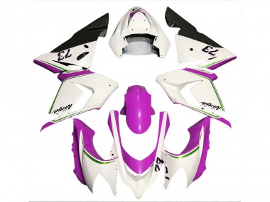 Beste Kawasaki ZX10R Motorrad Verkleidung 2004-2005 - Glanzendes Weiss Rosa