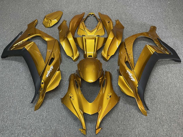 Beste Kawasaki ZX10R Motorrad Verkleidung 2016-2020 - Gold Schwarz Weiss Ninja