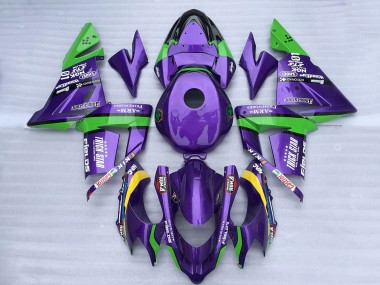 Beste Kawasaki ZX10R Motorrad Verkleidung 2004-2005 - Grun Lila Trick Star