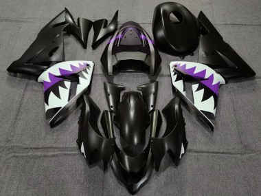 Beste Kawasaki ZX10R Motorrad Verkleidung 2004-2005 - Matt Schwarz und Lila Hai