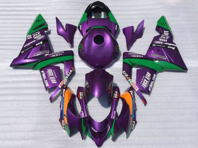 Beste Kawasaki ZX10R Motorrad Verkleidung 2004-2005 - Lila und Grun Trick Star