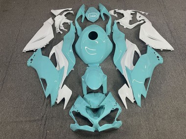 Beste Kawasaki ZX6R Motorrad Verkleidung 2019-2022 - Weiss Aqua Blau