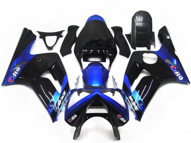 Beste Kawasaki ZX6R Motorrad Verkleidung 2003-2004 - Blau Glanzendes Schwarz Elf