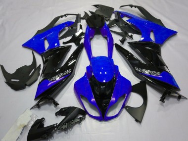 Beste Kawasaki ZX6R Motorrad Verkleidung 2009-2012 - Blau Glanzendes Schwarz