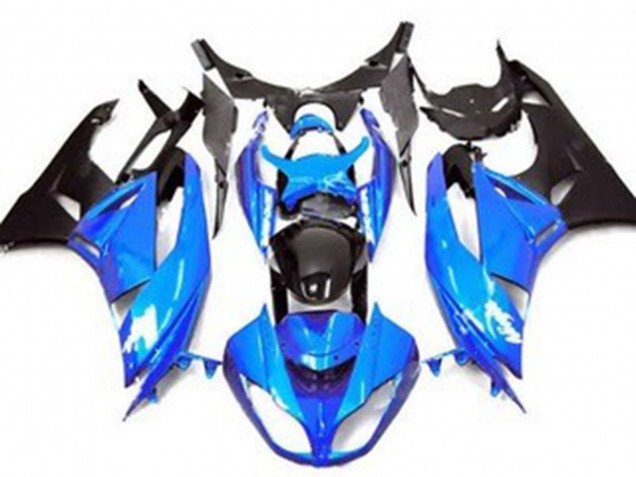 Beste Kawasaki ZX6R Motorrad Verkleidung 2009-2012 - Blau Glanzendes Schwarz Matt Schwarz