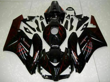 Beste Honda CBR1000RR Motorrad Verkleidung 2004-2005 - Glanzendes Schwarz Rot Flamme