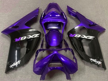 Beste Kawasaki ZX6R Motorrad Verkleidung 2003-2004 - Lila Glanzendes Schwarz